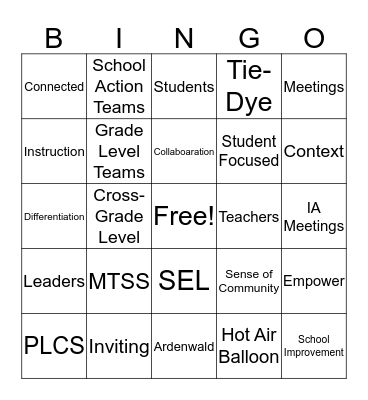 Year of Connected Collaboration Bingo Card