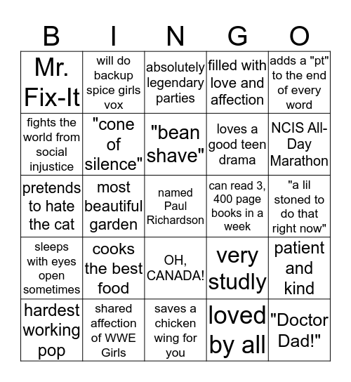 B E S T  D A D Bingo Card