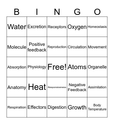 Bingo Bio 163 Bingo Card