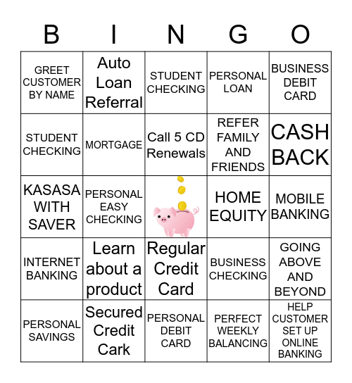 BANK TELLER Bingo Card