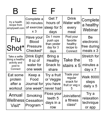 Wellness Bingo Card