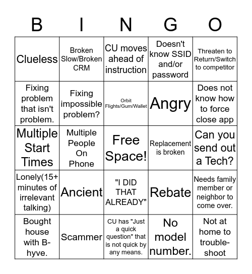 B-hyve/Orbit Bingo Card
