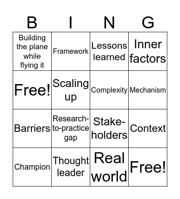Implementation Science Bingo  Bingo Card