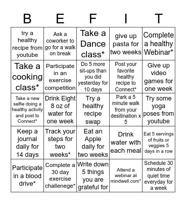 Wellness Bingo Card