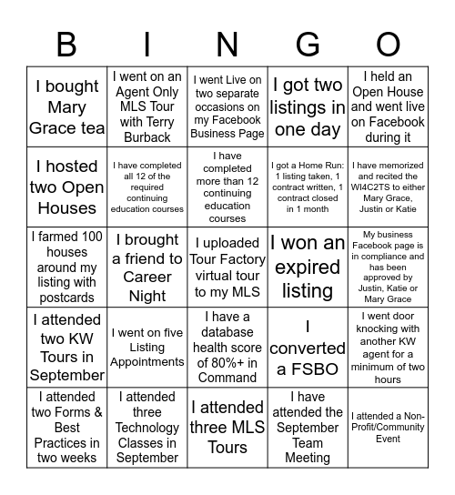 BOLD Bingo! Bingo Card