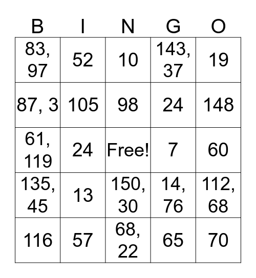 Angles Measures Bingo Card