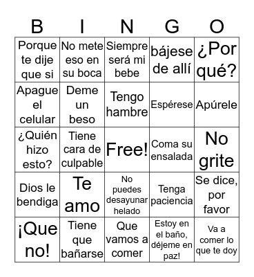¡Feliz Dia de Mamá! Bingo Card