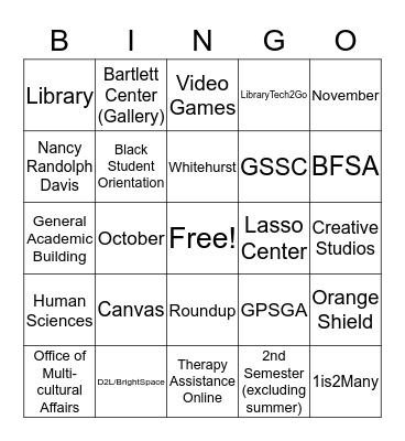 Graduate School 101 Bingo Card