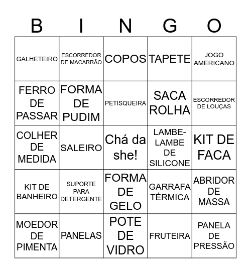 Chá Da She Bingo Card