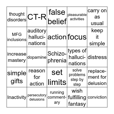 Schizophrenia Bingo Card