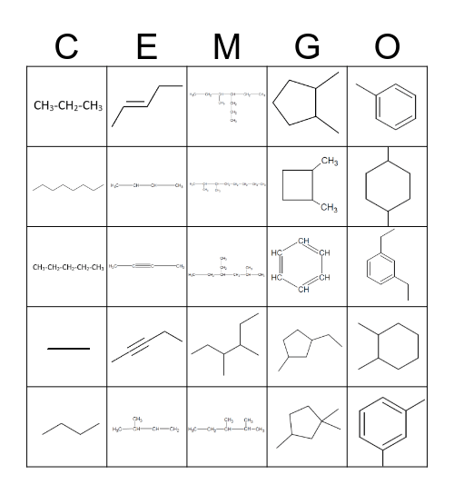 CEMGO - Intro Organic Bingo Card