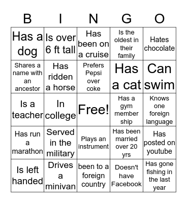 Redden Family Reunion Bingo Card