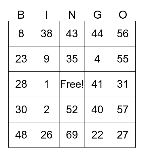 St. Ignatius Bingo Card