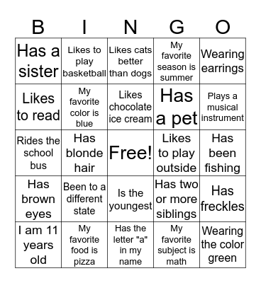 Bingo to meet you Bingo Card