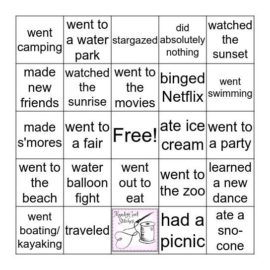 Summer Checklist Bingo Card