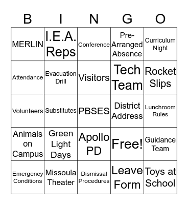 Apollo Handbook Bingo Card