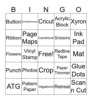 Scrapbook Bingo Card