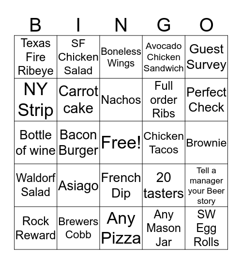 RB Server Bingo Card