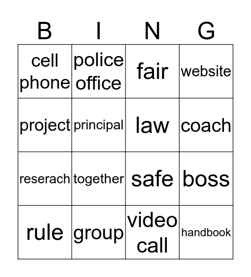 Living with Rules and Laws Bingo Card
