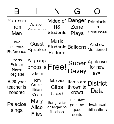 District Welcome Back Bingo 2019 Bingo Card