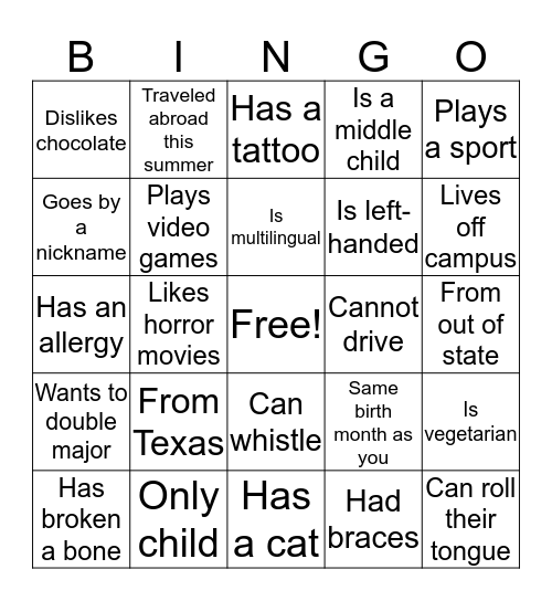 Home Slice FIG BINGO Card