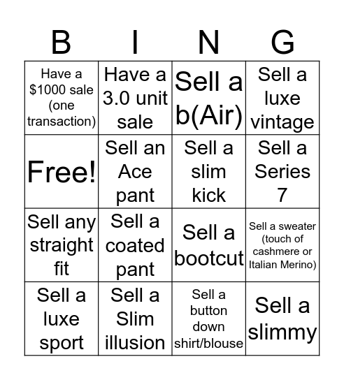 Labor Day Contest Bingo Card