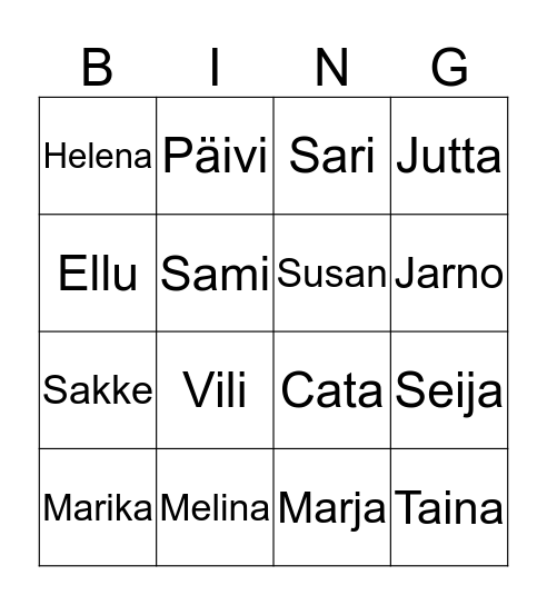 Lähteisbingo Card
