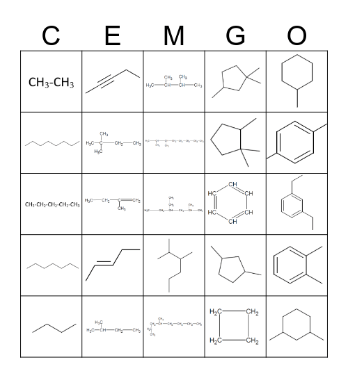 CEMGO - Intro Organic Bingo Card