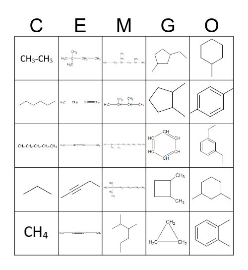 CEMGO - Intro Organic Bingo Card