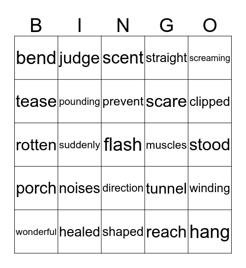 Vocabulary Bingo Card