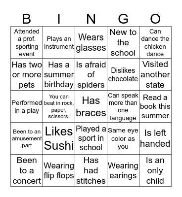 Find Someone Who Bingo Card