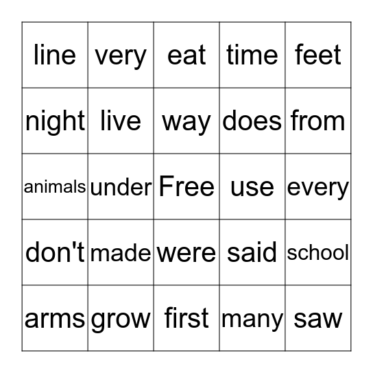 First Grade--Theme 3 Bingo Card
