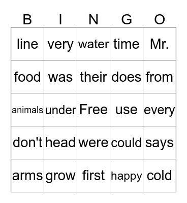 First Grade--Theme 3 Bingo Card