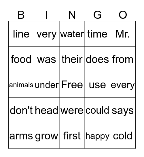 First Grade--Theme 3 Bingo Card