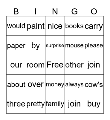 First Grade--Theme 4 Bingo Card