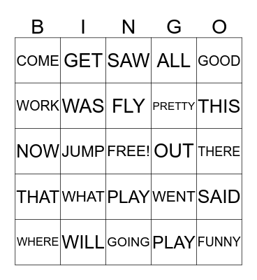 4th NINE WORDS Bingo Card