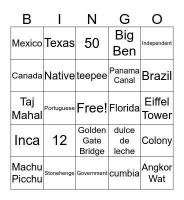 G7 Social Bingo Card