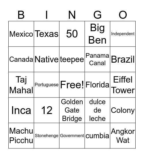 G7 Social Bingo Card