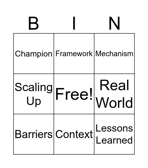 Implementation Science Bingo Card