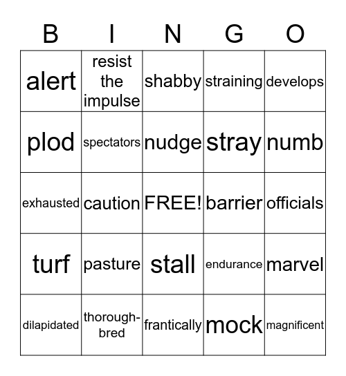 A Horse to Remember Bingo Card