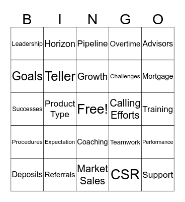 HORIZON Bingo Card