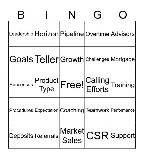 HORIZON Bingo Card