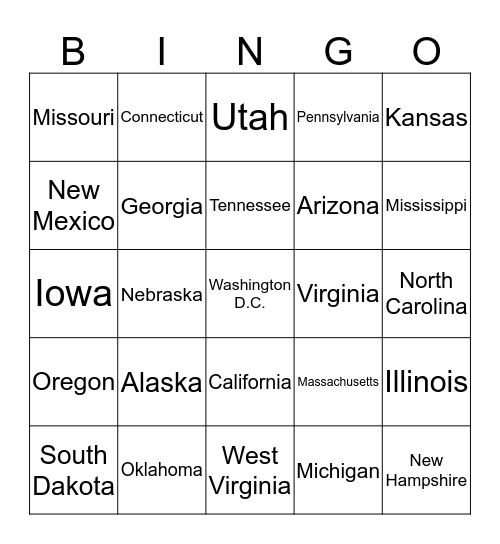 US Bingo Card