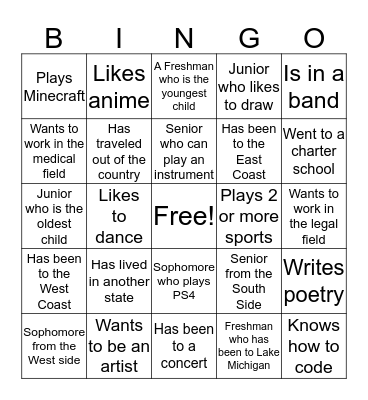 Ice Breaker BINGO Card