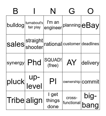 SQUAD Bingo Card