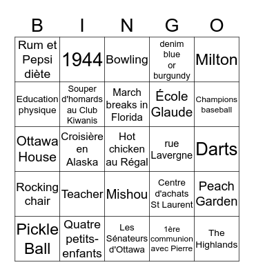 Bing-ette Bingo Card