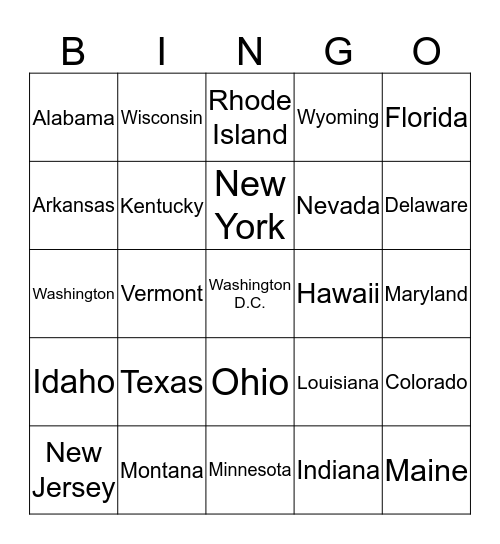 US Bingo Card