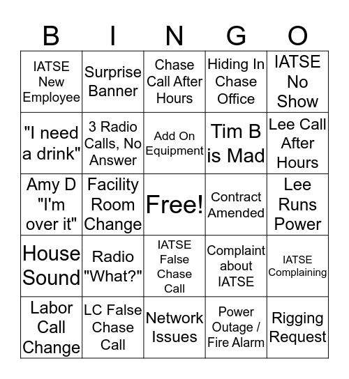 NAPAC BINGO Card