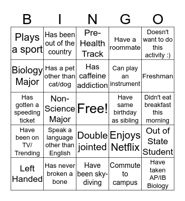 K101 Recitation Bingo Card