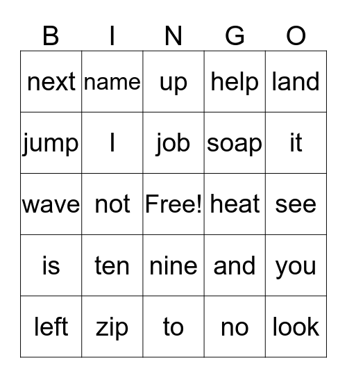 Spelling Words  Bingo Card
